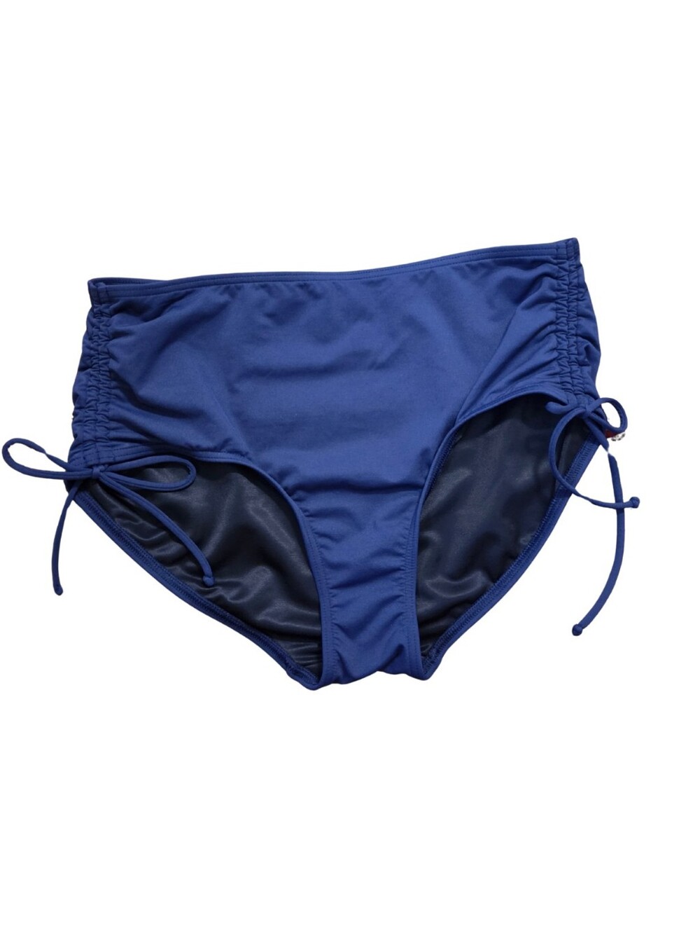 Lands' End Swim Bottoms Womens 10 Navy Blue Ruched Tie Lined Resort Cruise